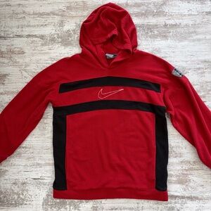 Vintage Nike Pullover Fleece Hoodie Center Swoosh Red Black Pullover Unisex